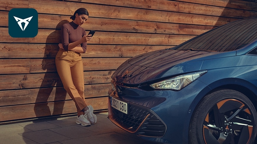 Woman with her smartphone connect to CUPRA Easy Charging App